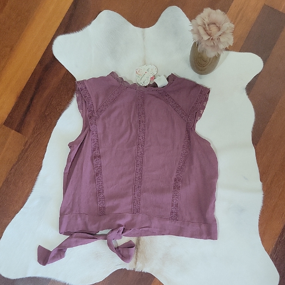 Self Esteem Mauve Sleeveless Peasant Blouse M